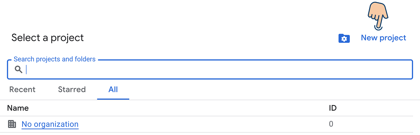 Create new project on Google Cloud Platform